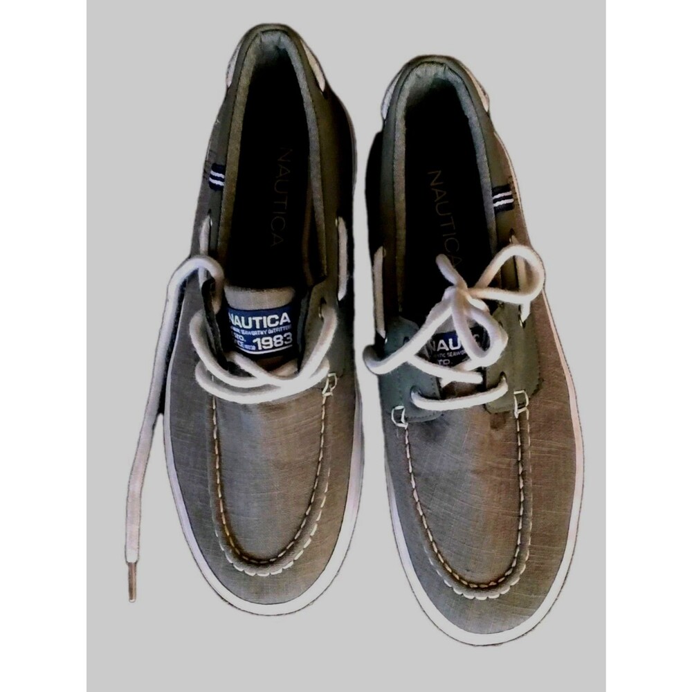 Nautica Boat Deck Shoes Malad Men's Size 7.5 Olive Lace up Slip On Great!